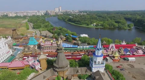 Architectural complex of entertainment center Kremlin on shore Stock Footage 58496613
