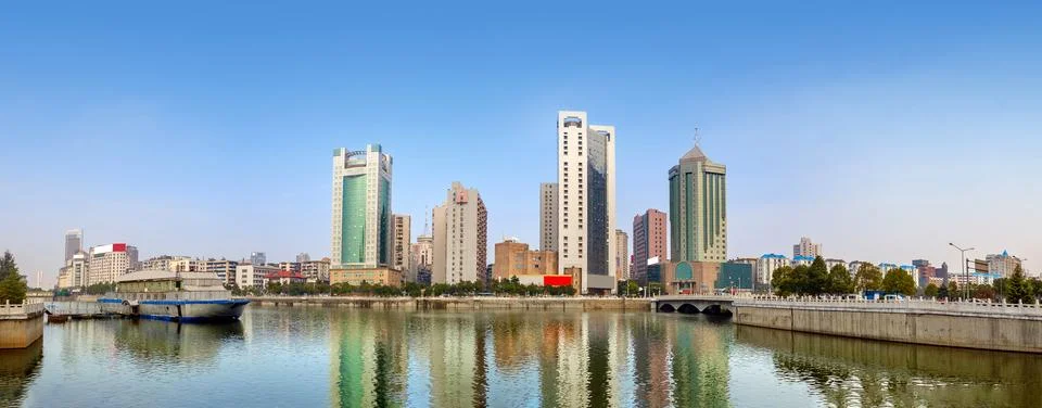 The architectural complex by the river Stock Photos