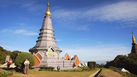 Architectural complex on top of mountain on Doi Inthanon in Thailand Stock Footage 127296318