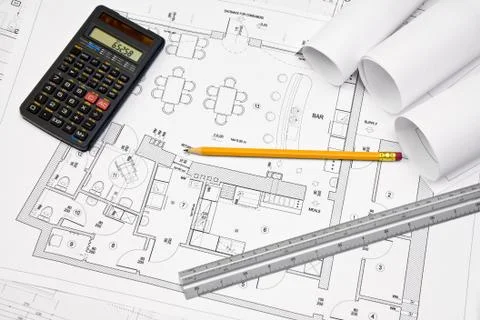 Architectural concept blueprint Stock Photos