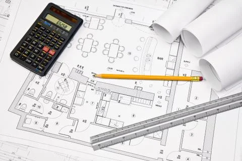 Architectural concept blueprint Stock Photos