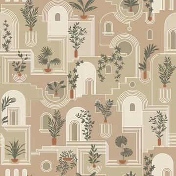 The architectural concept. Seamless pattern with the town. Stock Illustration