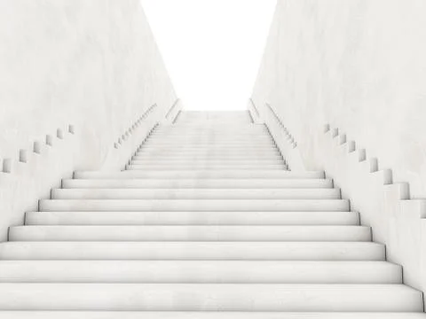 Architectural concept with stairs. 3D Illustrazione stock