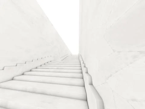 Architectural concept with stairs. 3D Stock Illustration