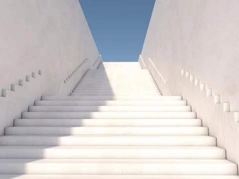 Architectural concept with stairs. 3D Stock Illustration