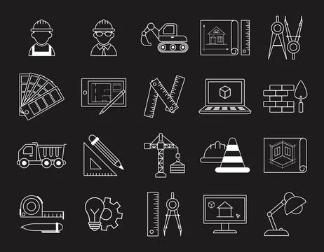 Architectural construction icon. Building project office. Real estate design. Ilustración de archivo