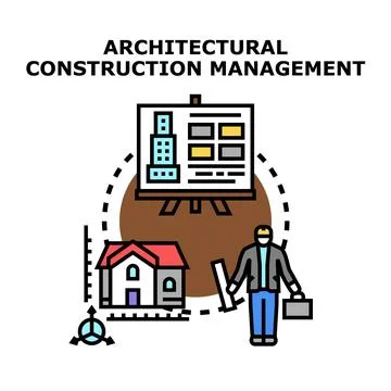 Architectural construction management planning building projects Stock Illustration