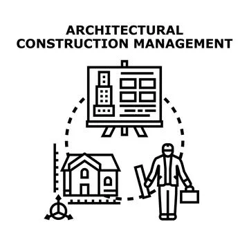 Architectural construction management planning building projects Stock Illustration