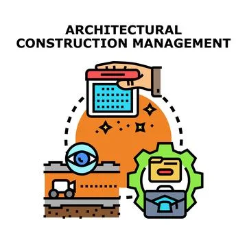 Architectural construction management planning building process Stock Illustration