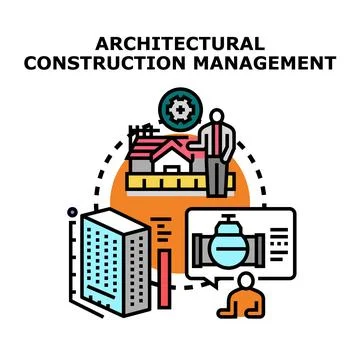 Architectural construction management planning process illustration Stock Illustration