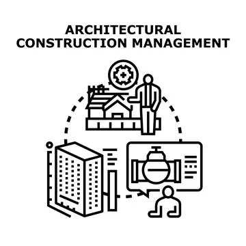 Architectural construction management planning process illustration Stock Illustration