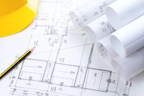 Architectural construction plans Stock Photos