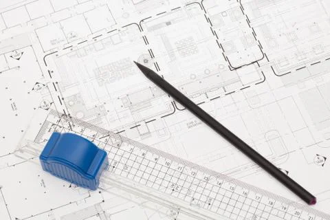 Architectural design and drawing Stock Photos