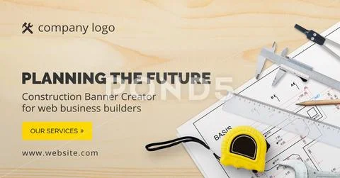 Architectural design and planning banner creator with isolated layers PSD Template