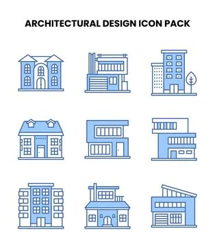 Architectural Design Blue Design Icons Pack Ilustración de archivo