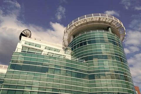 Architectural design of building. Broadcasting building architecture Stock Photos