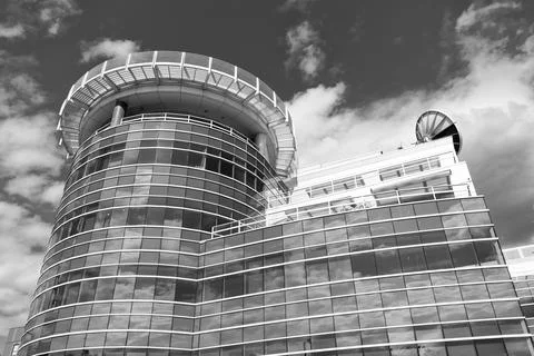 Architectural design of building. Broadcasting building architecture Stock Photos