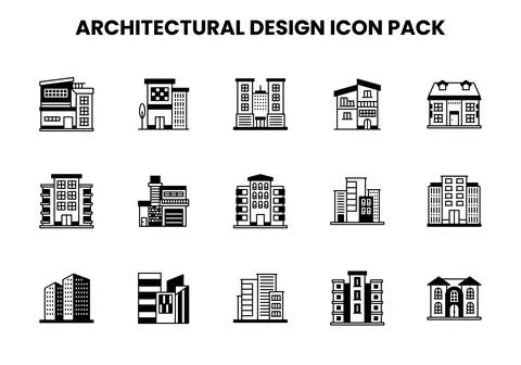 Architectural Design DuoTone Set Icons Pack Stock Illustration