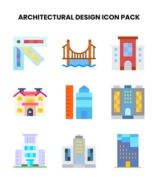 Architectural Design Flat Bundle Icons Pack Stock Illustration