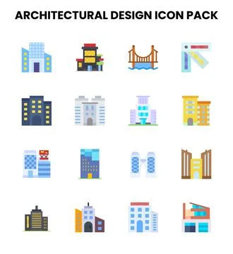 Architectural Design Flat Design Icons Pack 스톡 일러스트