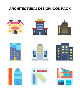 Architectural Design Flat Icons Pack 스톡 일러스트