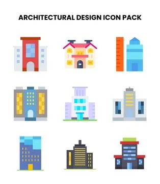 Architectural Design Flat Icons Pack イラスト素材