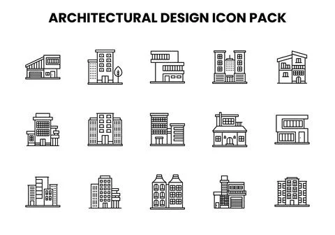 Architectural Design Line Bundle Icons Pack Stock Illustration