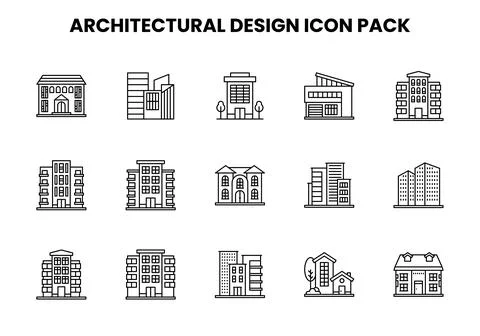 Architectural Design Line Design Icons Pack Illustrazione stock