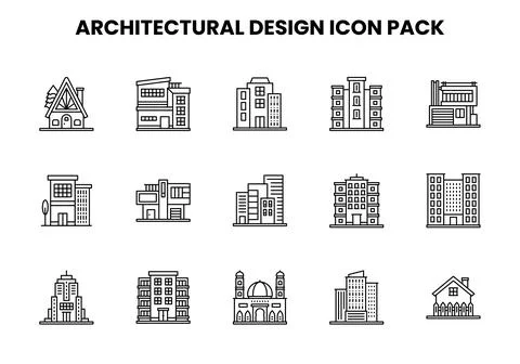 Architectural Design Line Scalable Icons Pack Illustrazione stock