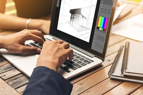 Architectural design modish software application for architect business Foto stock