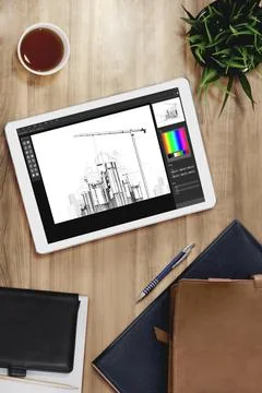 Architectural design modish software application for architect business Stock Photos