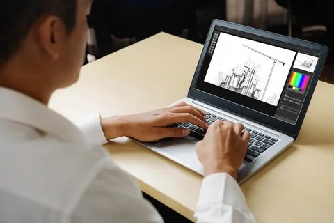 Architectural design modish software application for architect business Stock Photos