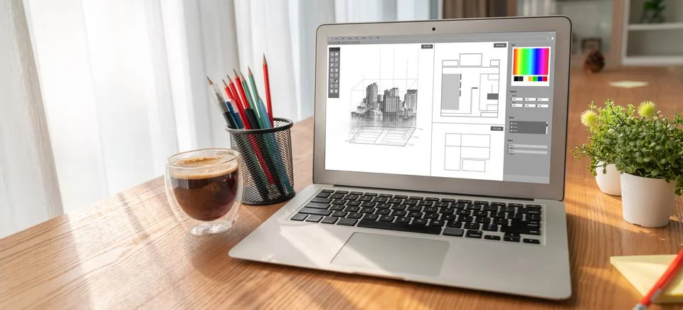 Architectural design modish software application for architect business Stock Photos