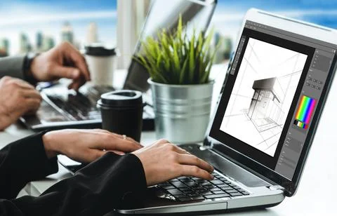 Architectural design modish software application for architect business Stock Photos