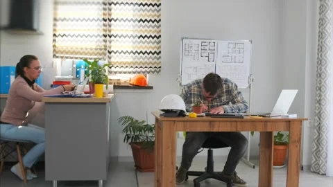 Architectural design processes, professionals create structures using natural Stock Footage 319960605
