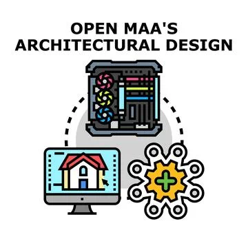 Architectural design project process with technology Stock Illustration