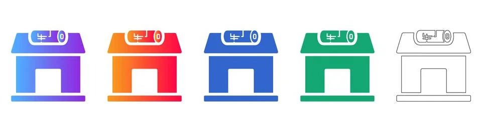 Architectural Design Studio Building Icon Set Stock Illustration