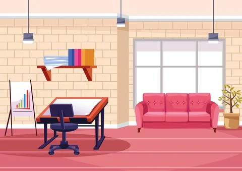 Architectural design table work in the office Stock Illustration