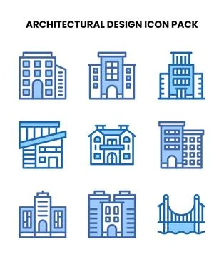 Architectural Design Two Colour Bundle Icons Pack Stock Illustration