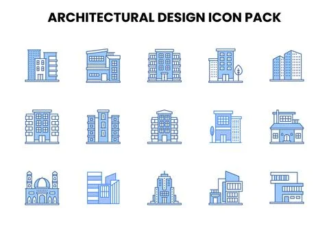 Architectural Design Two Colour Design Icons Pack Stock Illustration