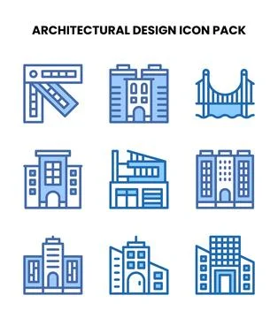 Architectural Design Two Colour Design Icons Pack Stock Illustration