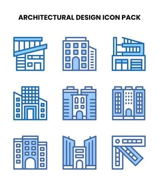 Architectural Design Two Colour Graphics Icons Pack Stock Illustration