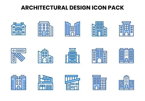 Architectural Design Two Colour Scalable Icons Pack Stock Illustration