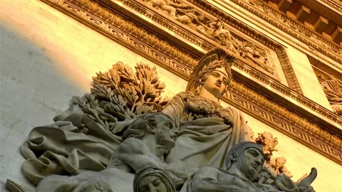 Architectural detail: Arc de Triomphe in Paris, France. 스톡 동영상 145244696