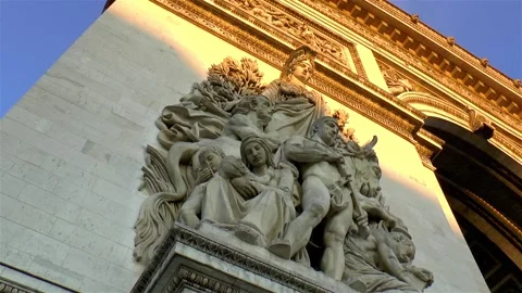 Architectural detail: Arc de Triomphe in Paris, France. Stock Footage 145287917