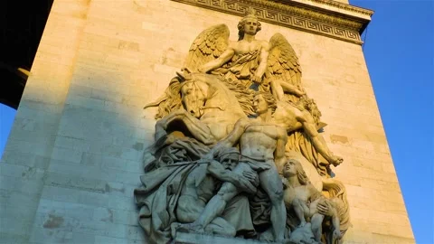 Architectural detail: Arc de Triomphe in Paris, France. Stock Footage 146105272