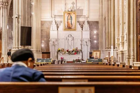 Architectural detail of the interior of St. Patrick's Cathedral in Manhatta.. Stock Photos