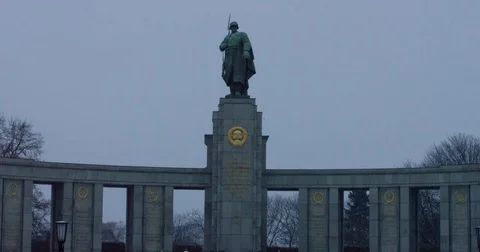 Architectural detail of the Soviet War Memorial in Treptower Park in central Stock Footage 71568702