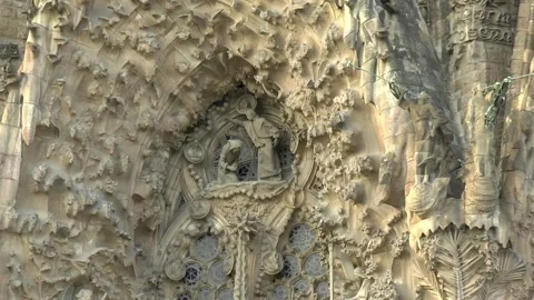 Architectural details at Baslica de la Sagrada Familia, Barcelona. Stock Footage 145244853