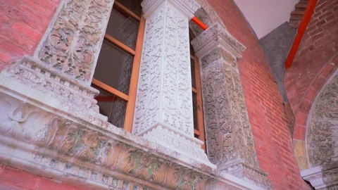 Architectural details of the old stone building Stock Footage 121165319